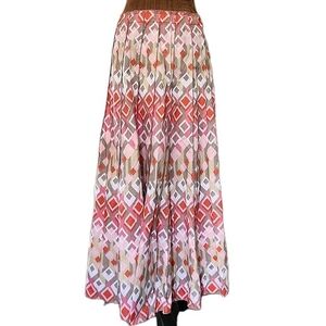 Vintage Y2K‎ Chadwicks Maxi Skirt Size 8 Cotton Geometric Pink Tan Piping
